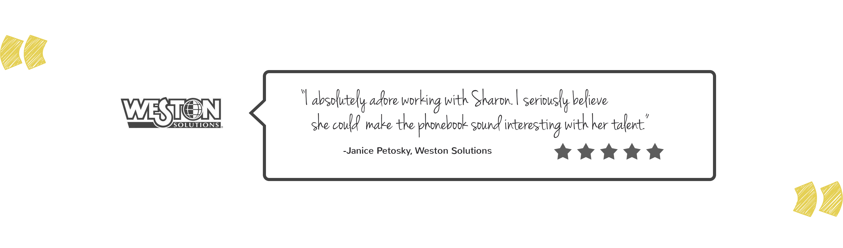 I absolutely adore working with Sharon. I seriously believe she could make the phonebook sound interesting with her talent.